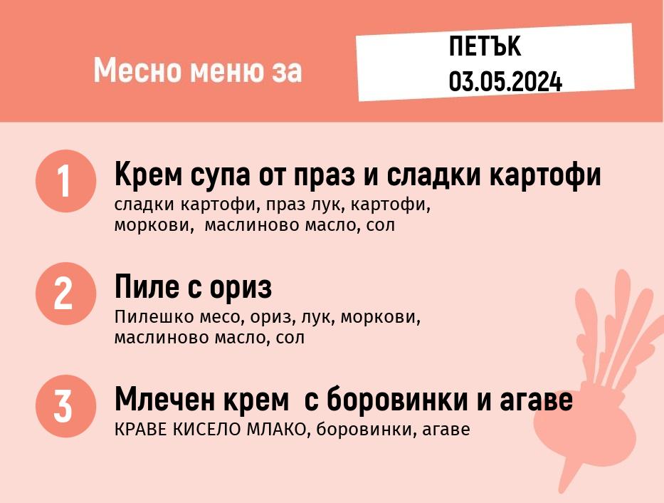 Меню 03.05 месно 200гр. 