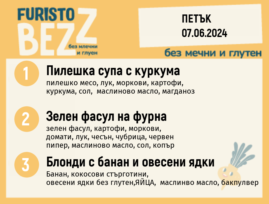 Меню без млечни и глутен  07.06 200гр.