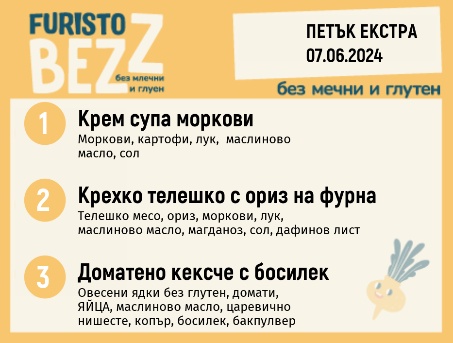 Меню без млечни и глутен  07.06 ЕКСТРА 200гр. 