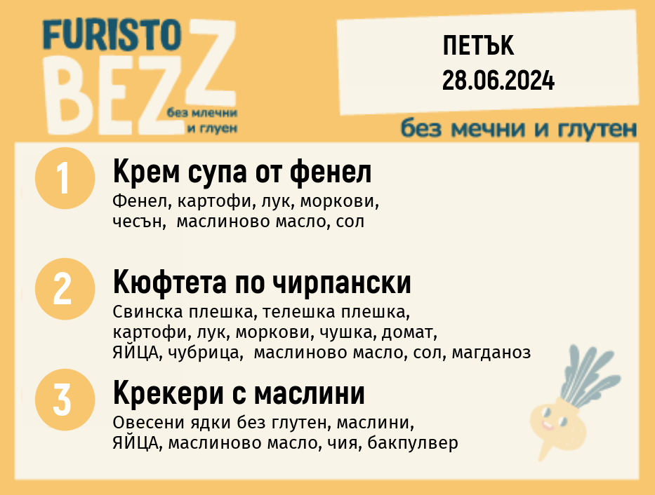 Меню без млечни и глутен  28.06 200гр. 