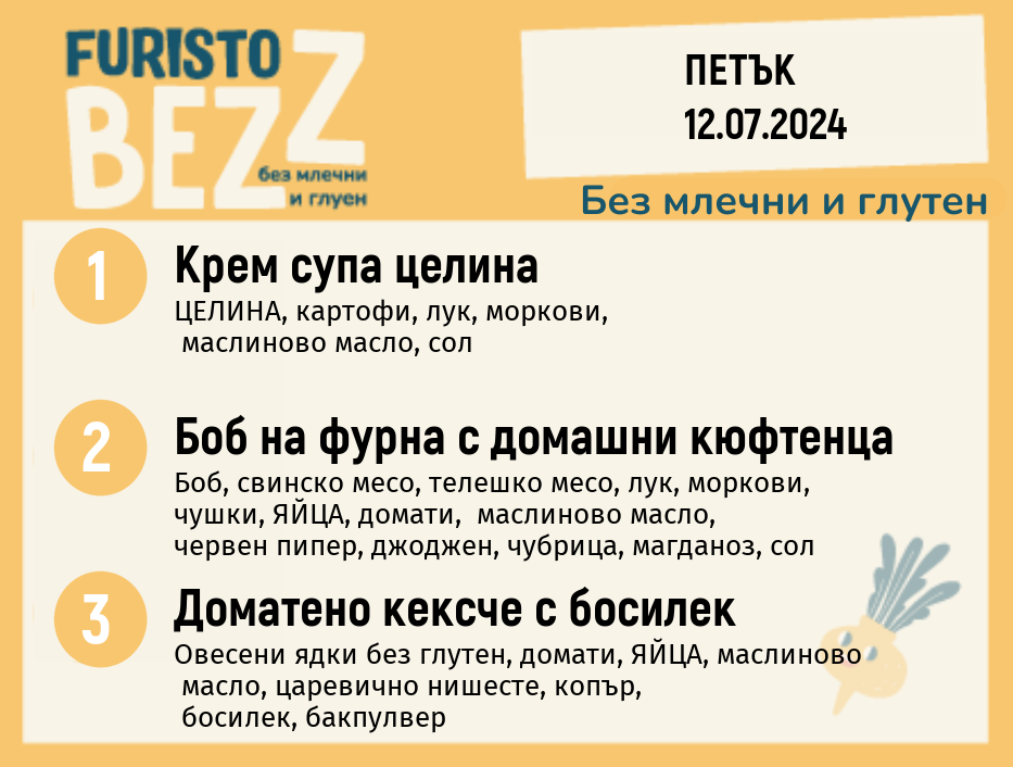Меню без млечни и глутен  12.07 200гр. 