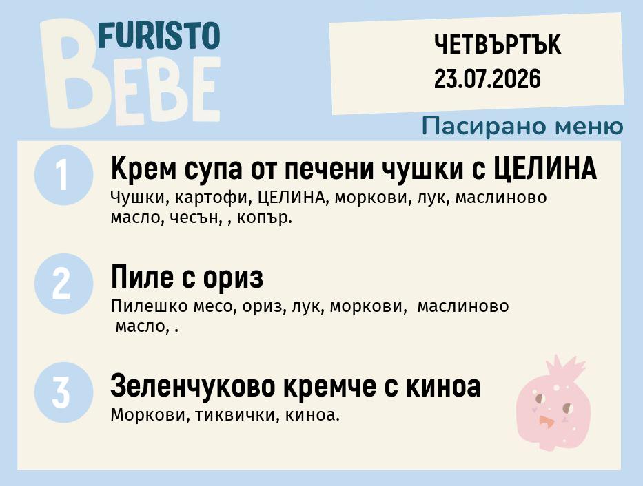 Меню 23.07 Bebe 200гр.