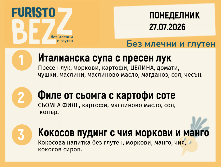 Меню без млечни и глутен 27.07 200гр.