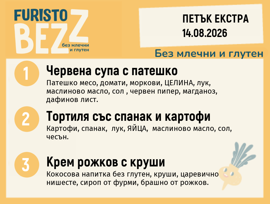 Меню без млечни и глутен Екстра 14.08 200гр.