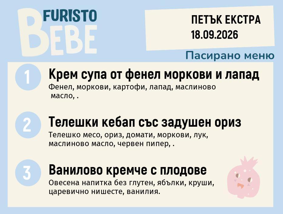 Меню 18.09 Екстра Bebe 200гр.