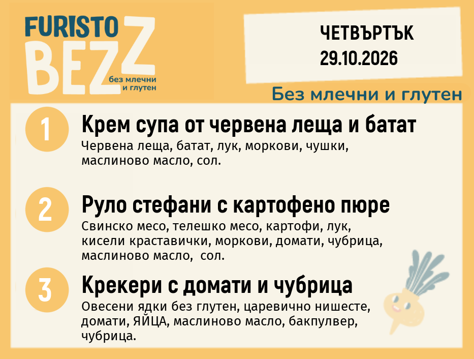 Меню без млечни и глутен 29.10 200гр.