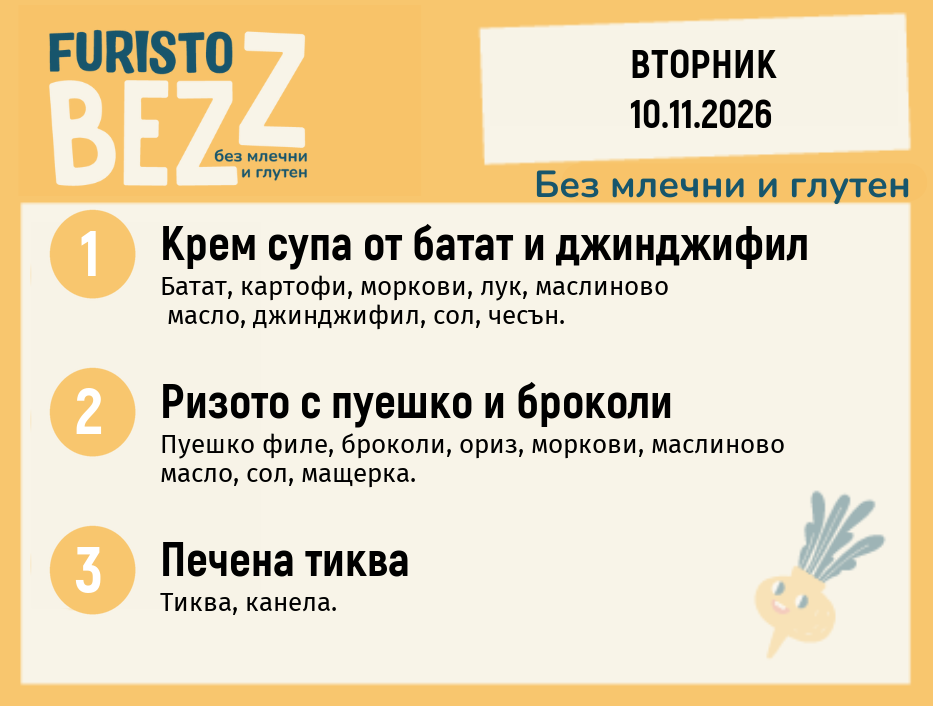 Меню без млечни и глутен 10.11 200гр.