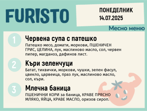 [DY.05.25.5563] Меню 14.07 месно 200гр.