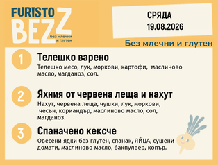 Меню без млечни и глутен 19.08 200гр.
